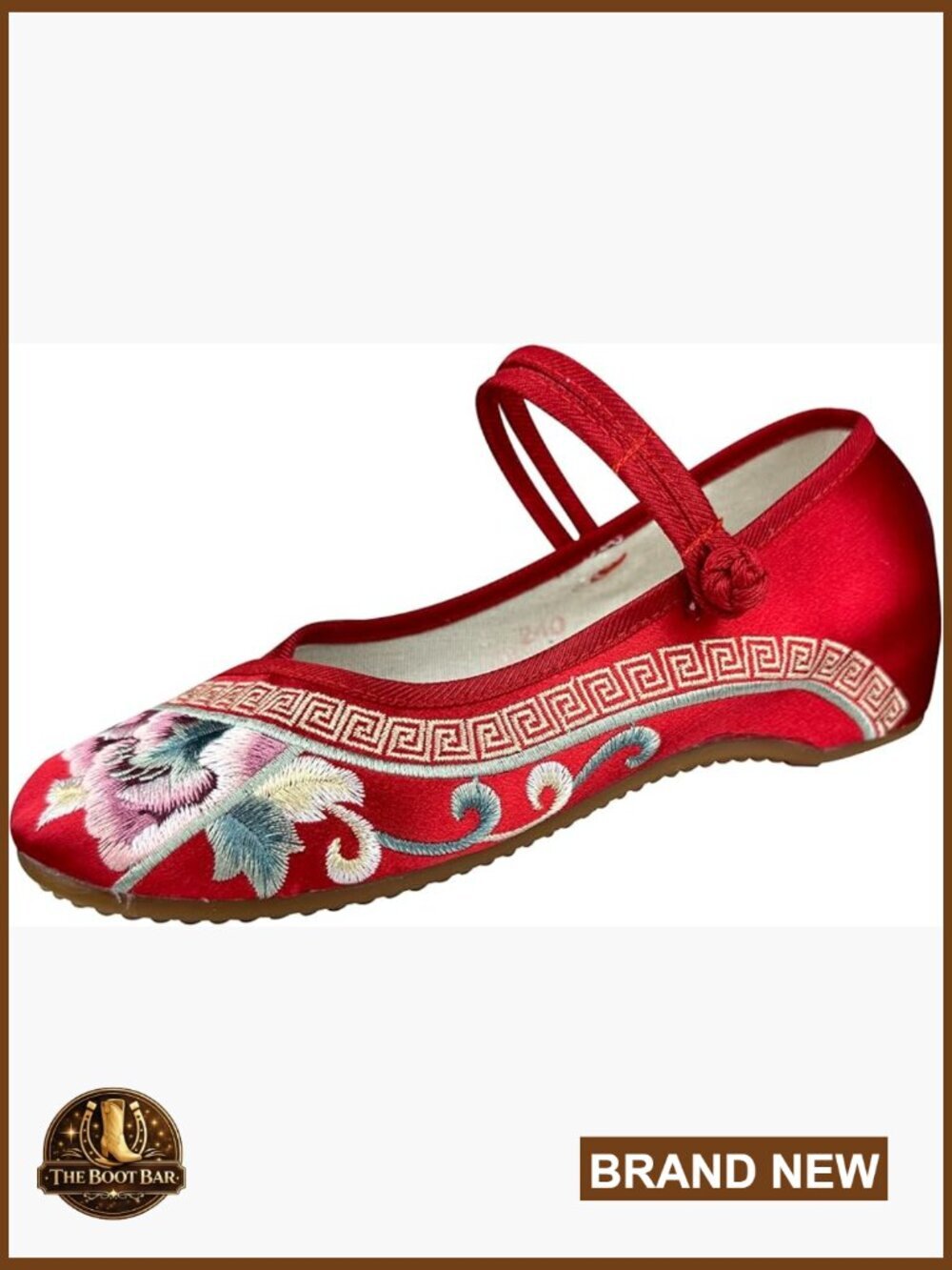 Women Embroidered Ballet Flats Floral Mary Jane Shoes Canvas Round Toe Comfort
